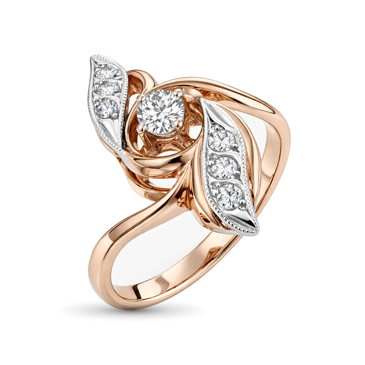 Кольцо из комбинированного золота с бриллиантами