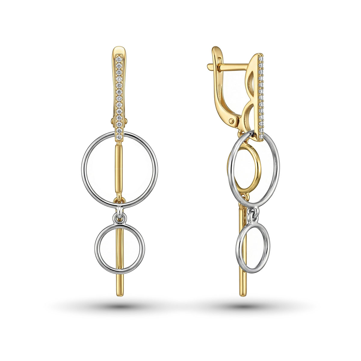 Серьги из комбинированного золота с бриллиантами