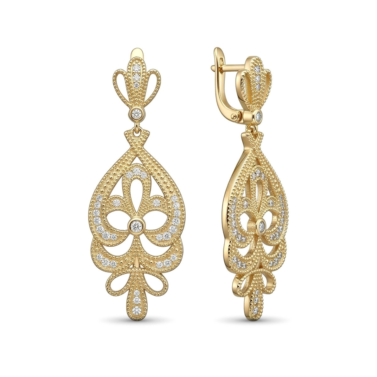 Серьги из желтого золота с бриллиантами