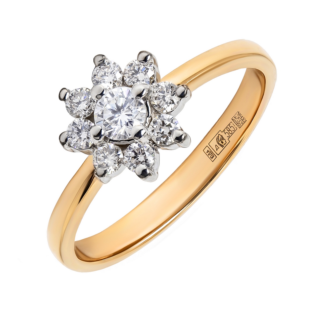 Кольцо из комбинированного золота с бриллиантами