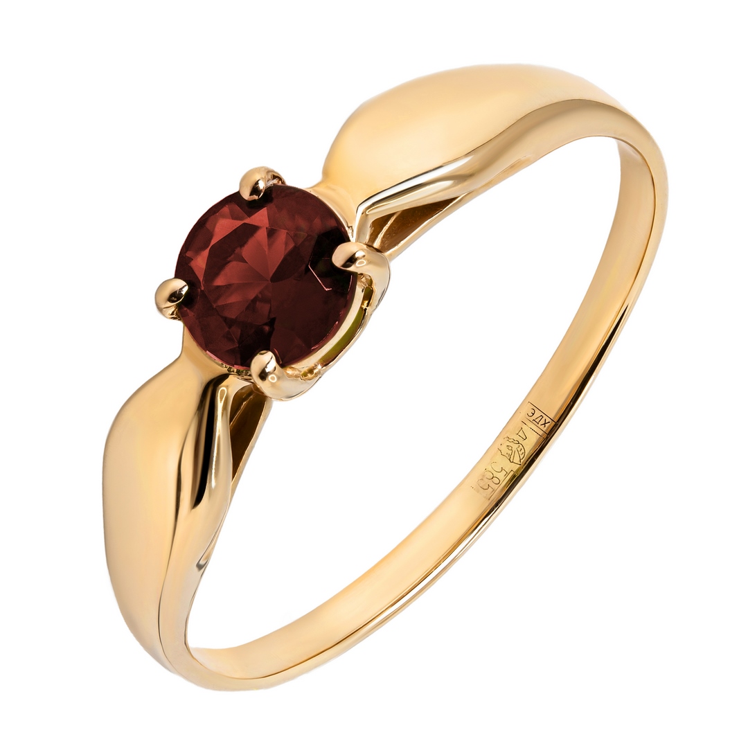 Кольцо из красного золота с гранатом