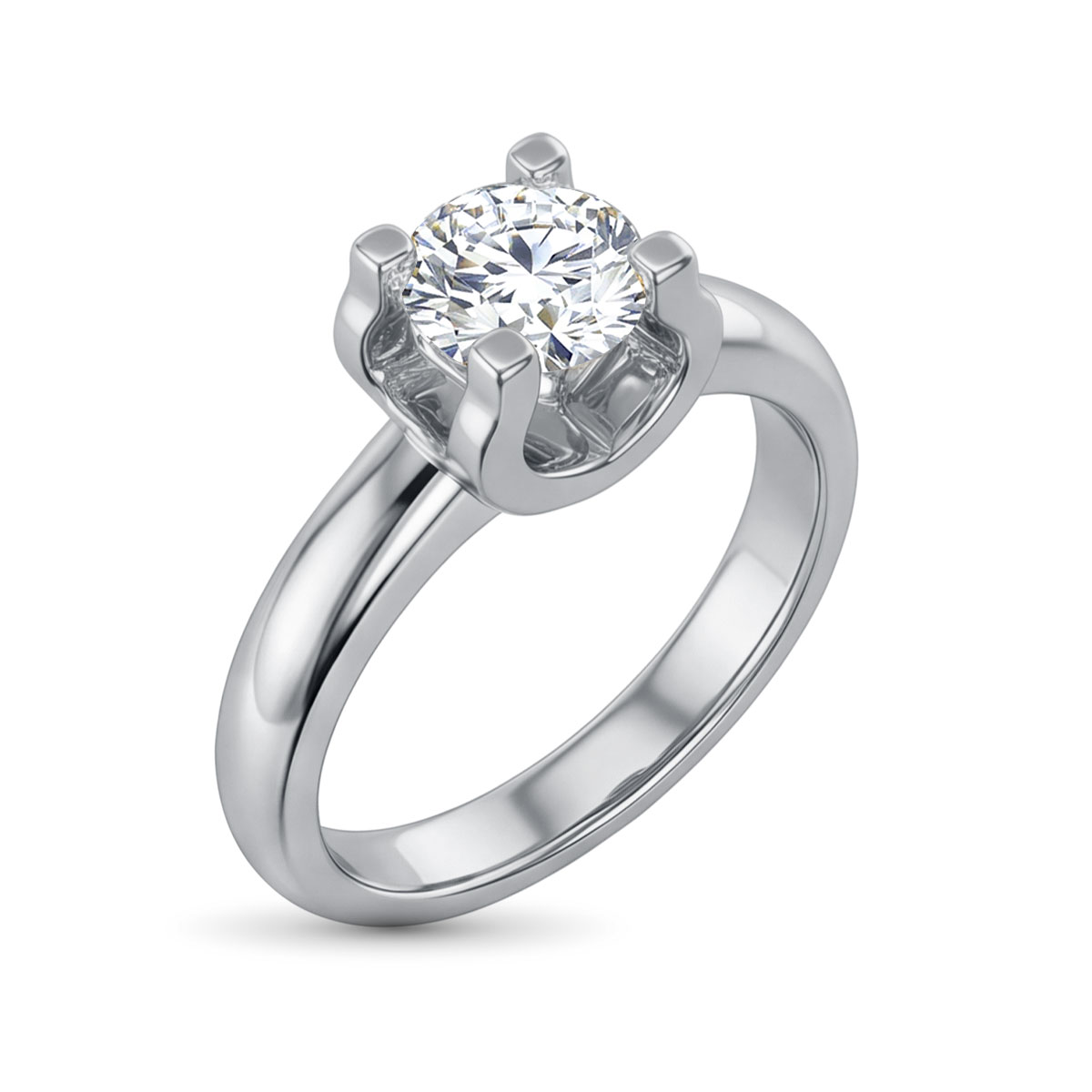 Кольцо из родированного золота с бриллиантами