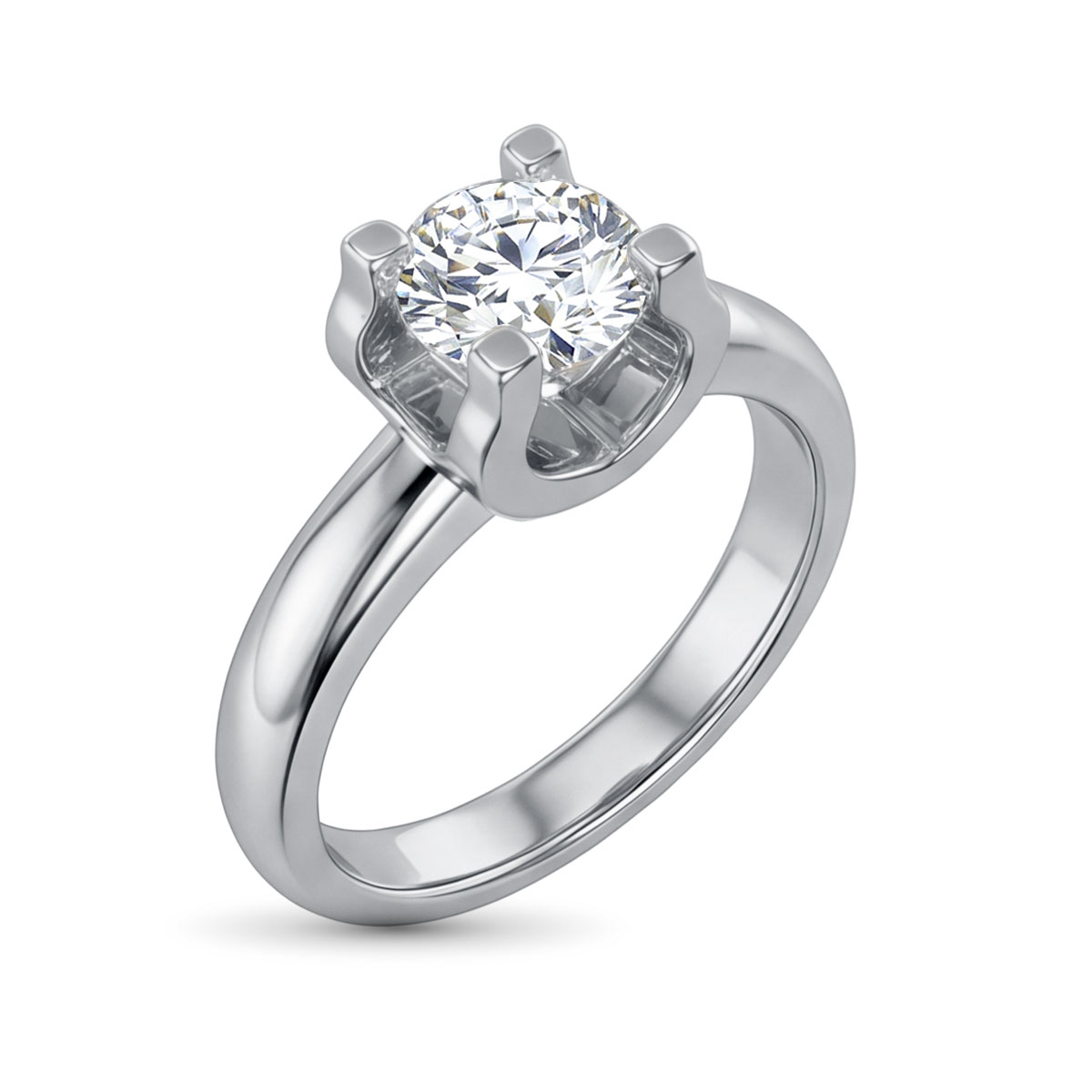 Кольцо из родированного золота с бриллиантами