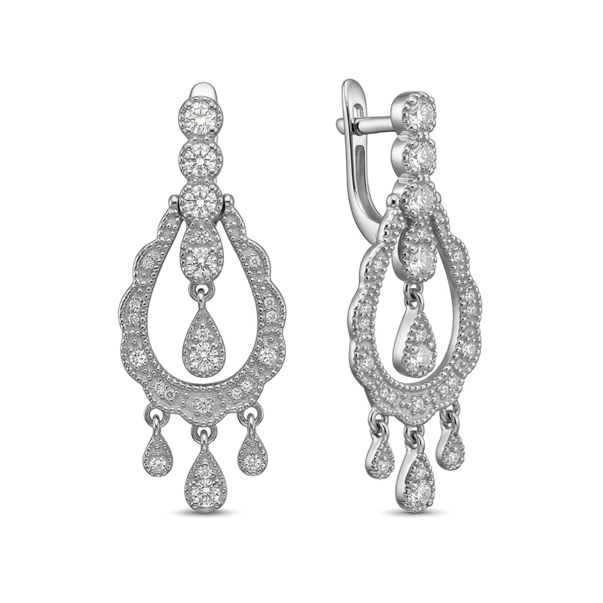 Серьги из родированного золота с бриллиантами