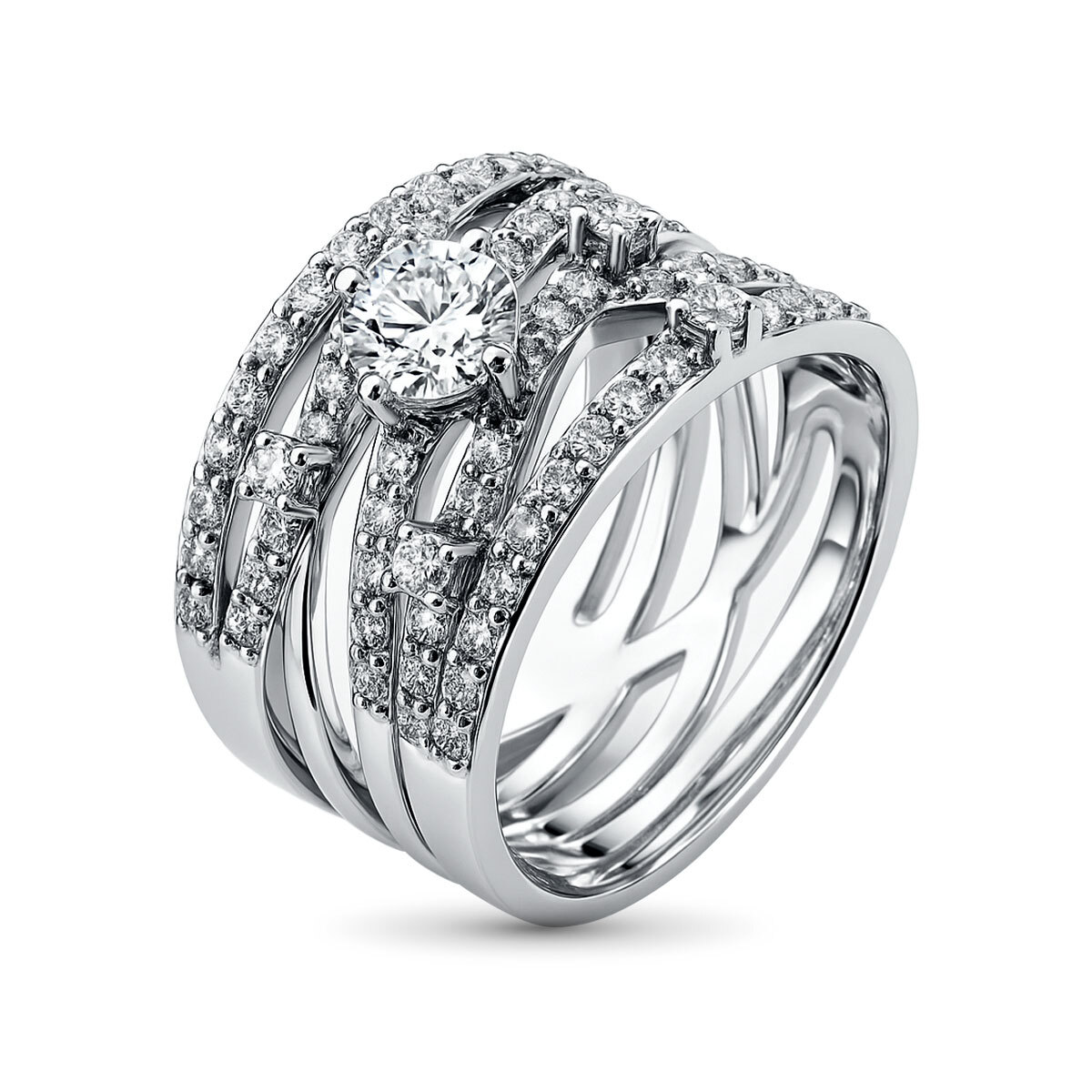 Кольцо из белого золота с бриллиантами