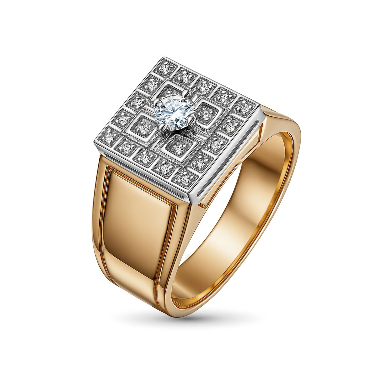 Кольцо из комбинированного золота с бриллиантами