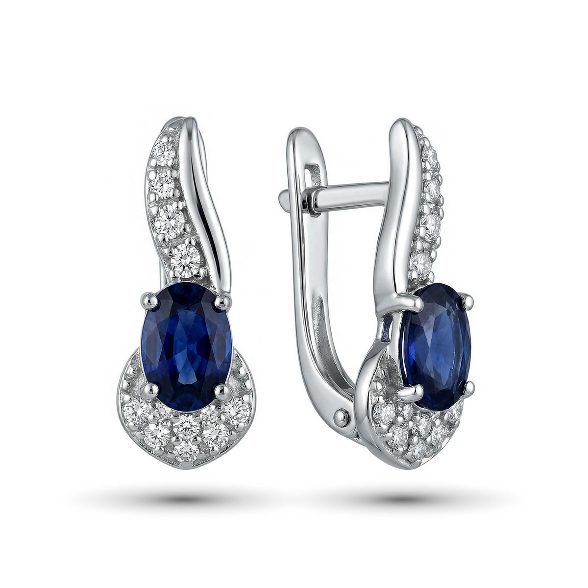 Серьги из белого золота с сапфирами и бриллиантами