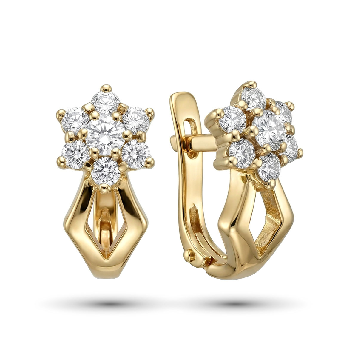 Серьги из желтого золота с бриллиантами