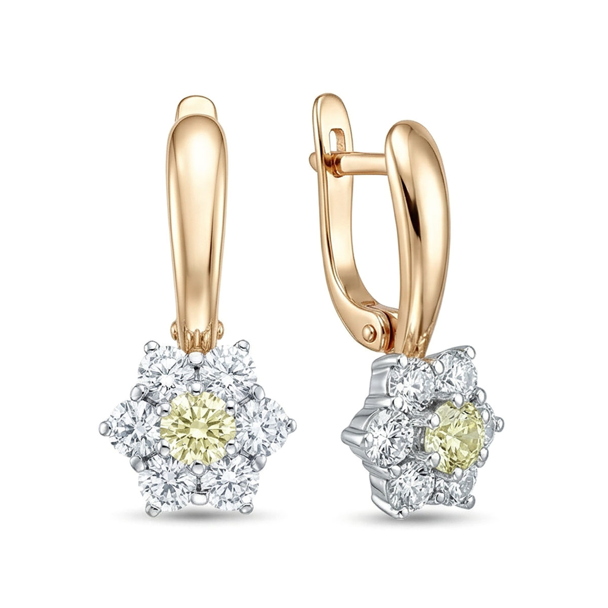 Серьги из комбинированного золота с бриллиантами