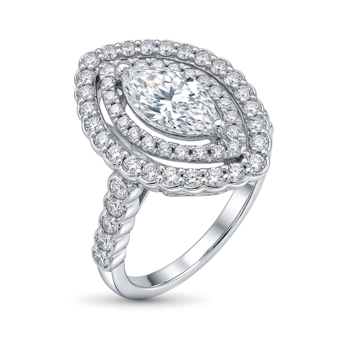 Кольцо из белого золота с бриллиантами