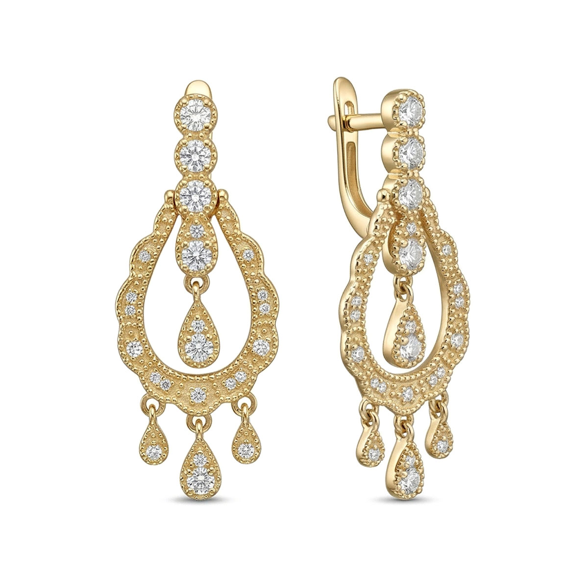 Серьги из желтого золота с бриллиантами