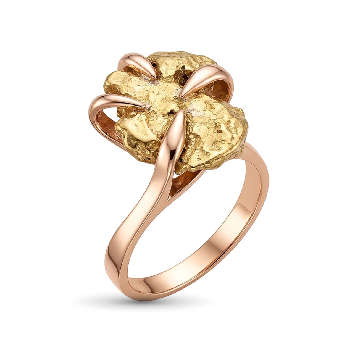 Кольцо из красного золото с самородком