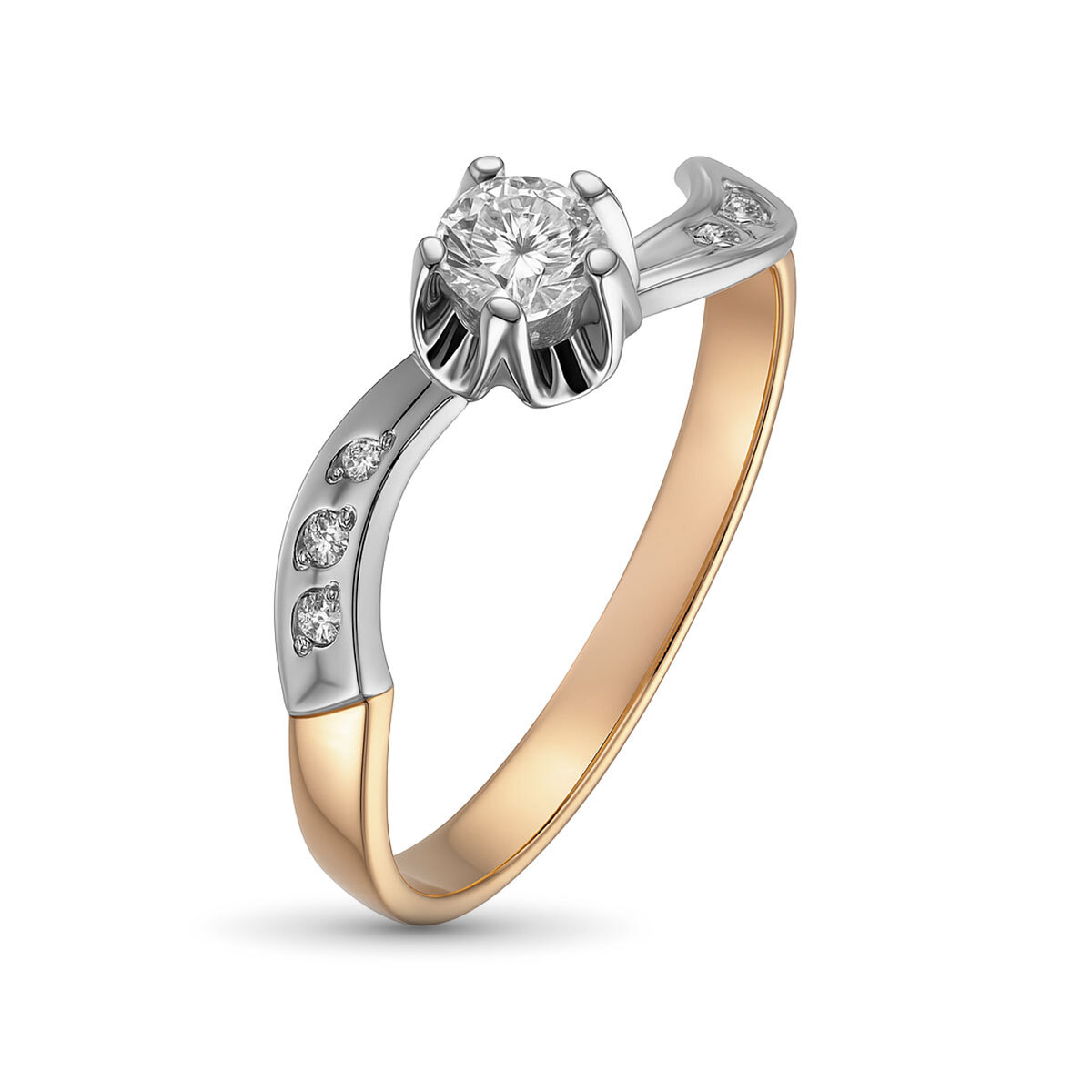 Кольцо из комбинированного золота с бриллиантами