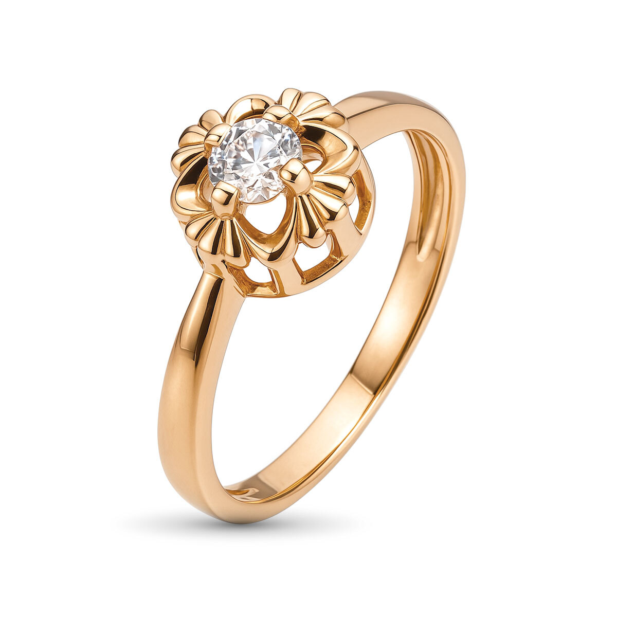 Кольцо из красного золота с бриллиантами