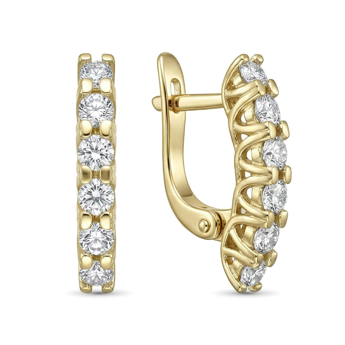 Серьги из желтого золота с бриллиантами