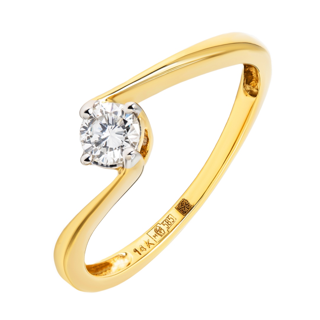 Кольцо из желтого золота с бриллиантом