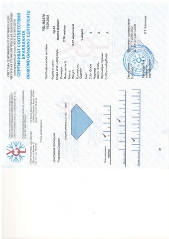 Бриллиант круглый 0,070 карат