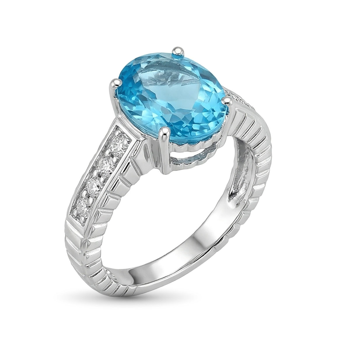 Кольцо из белого золота с топазом и бриллиантами