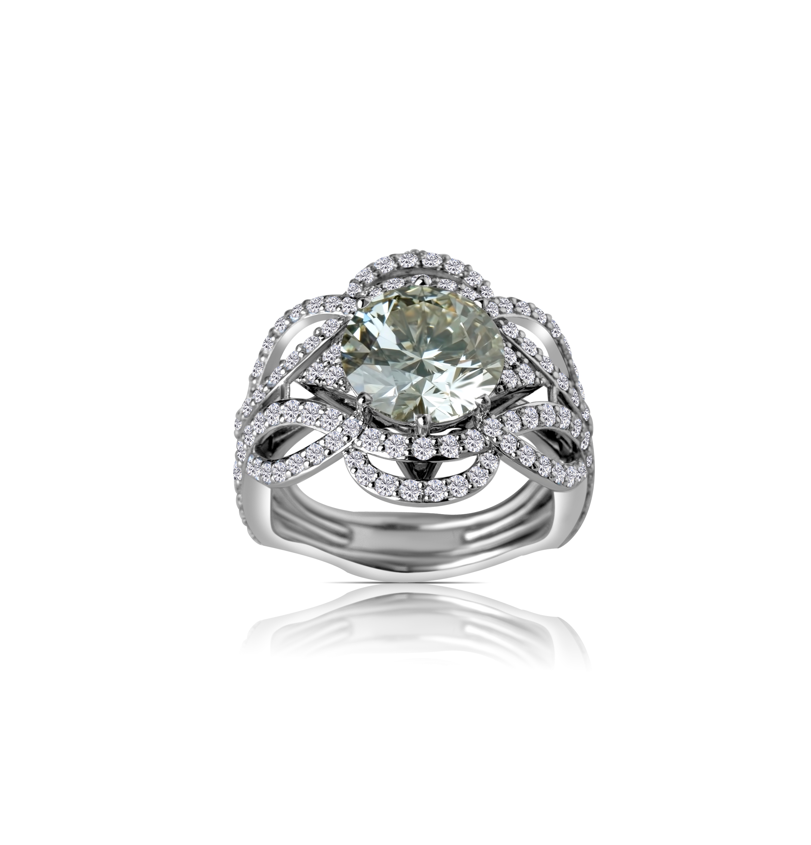 Кольцо из белого золота с бриллиантами