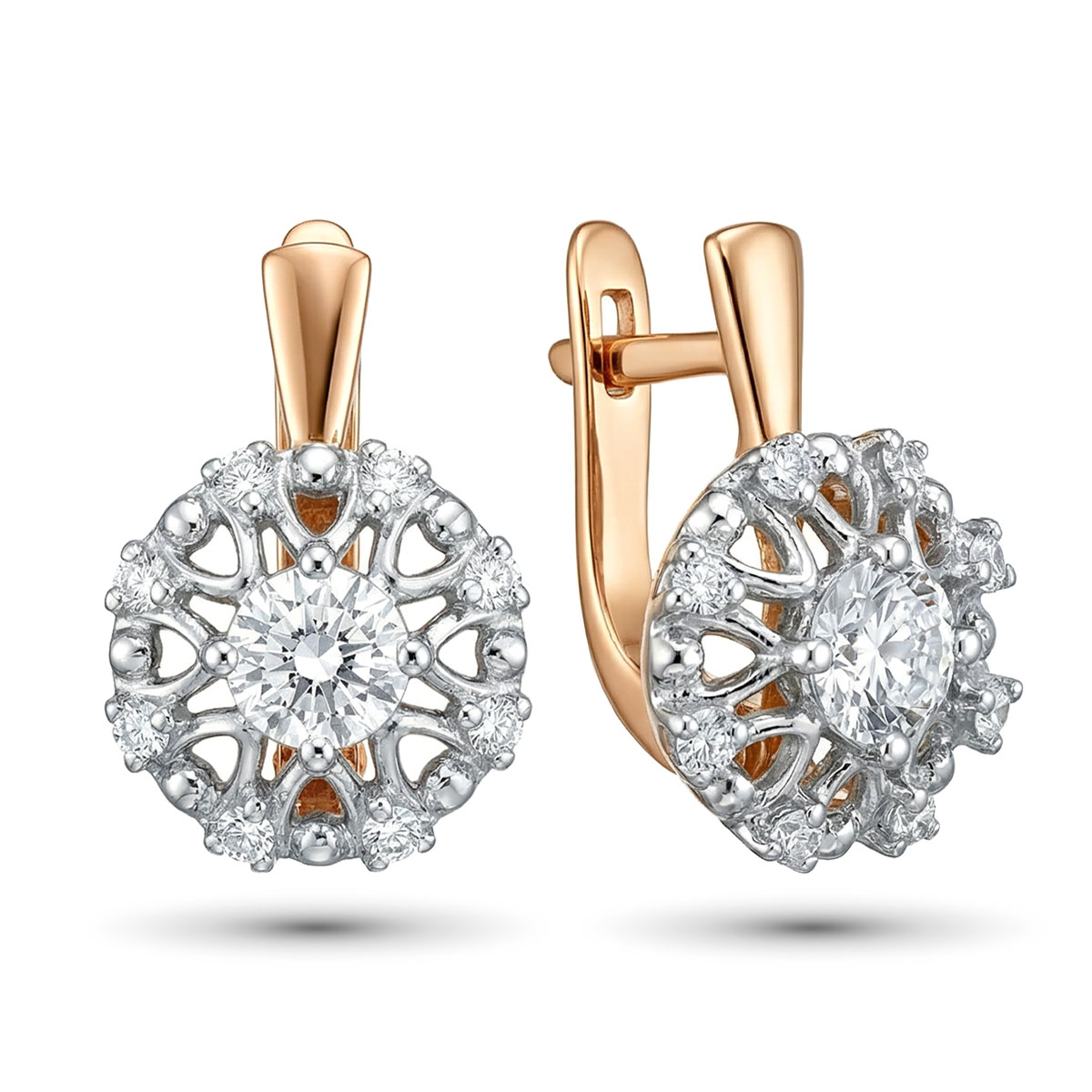 Серьги из комбинированного золота с бриллиантами