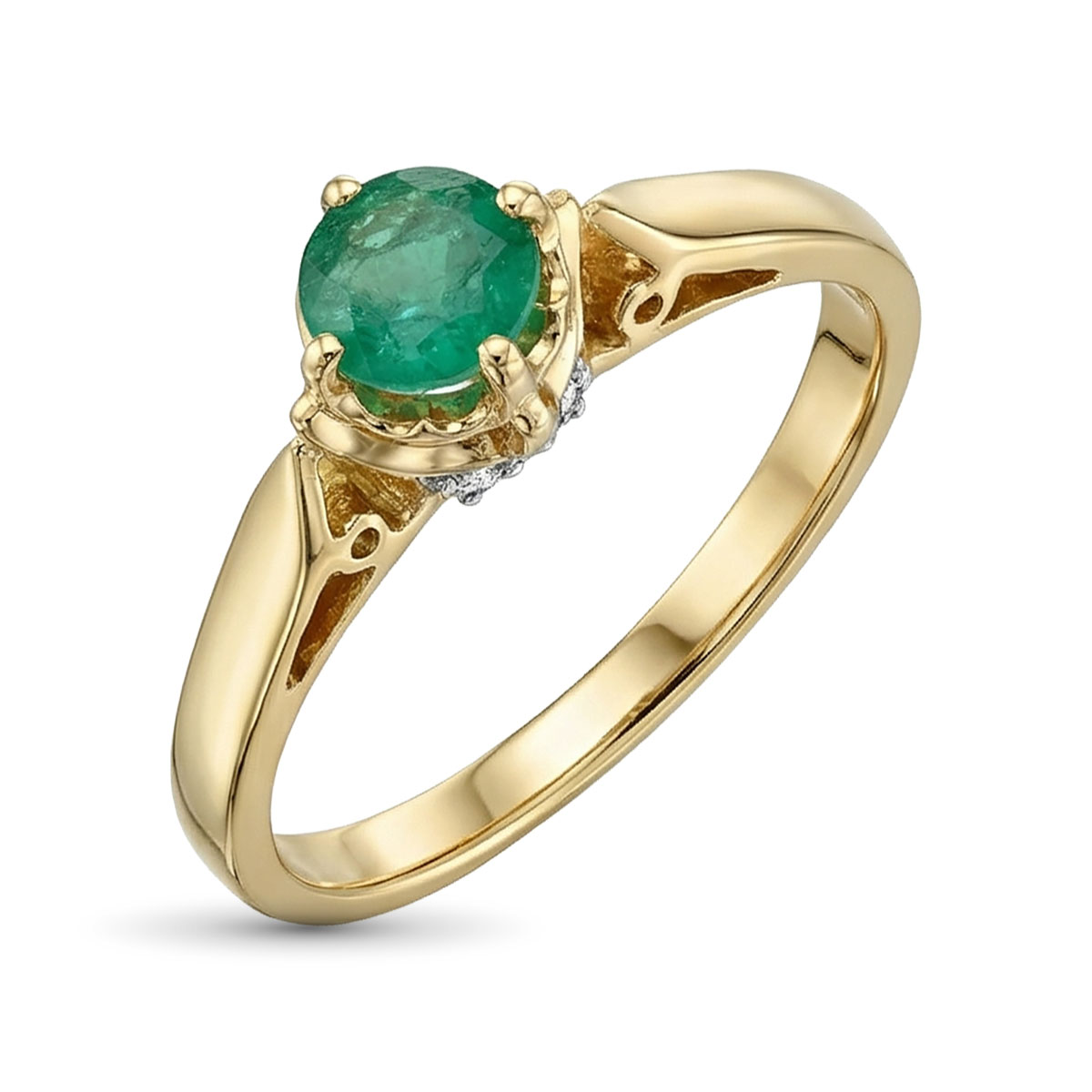 Кольцо из желтого золота с изумрудом и бриллиантами