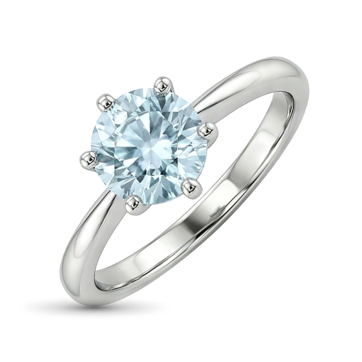 Кольцо из родированного золота с аквамарином