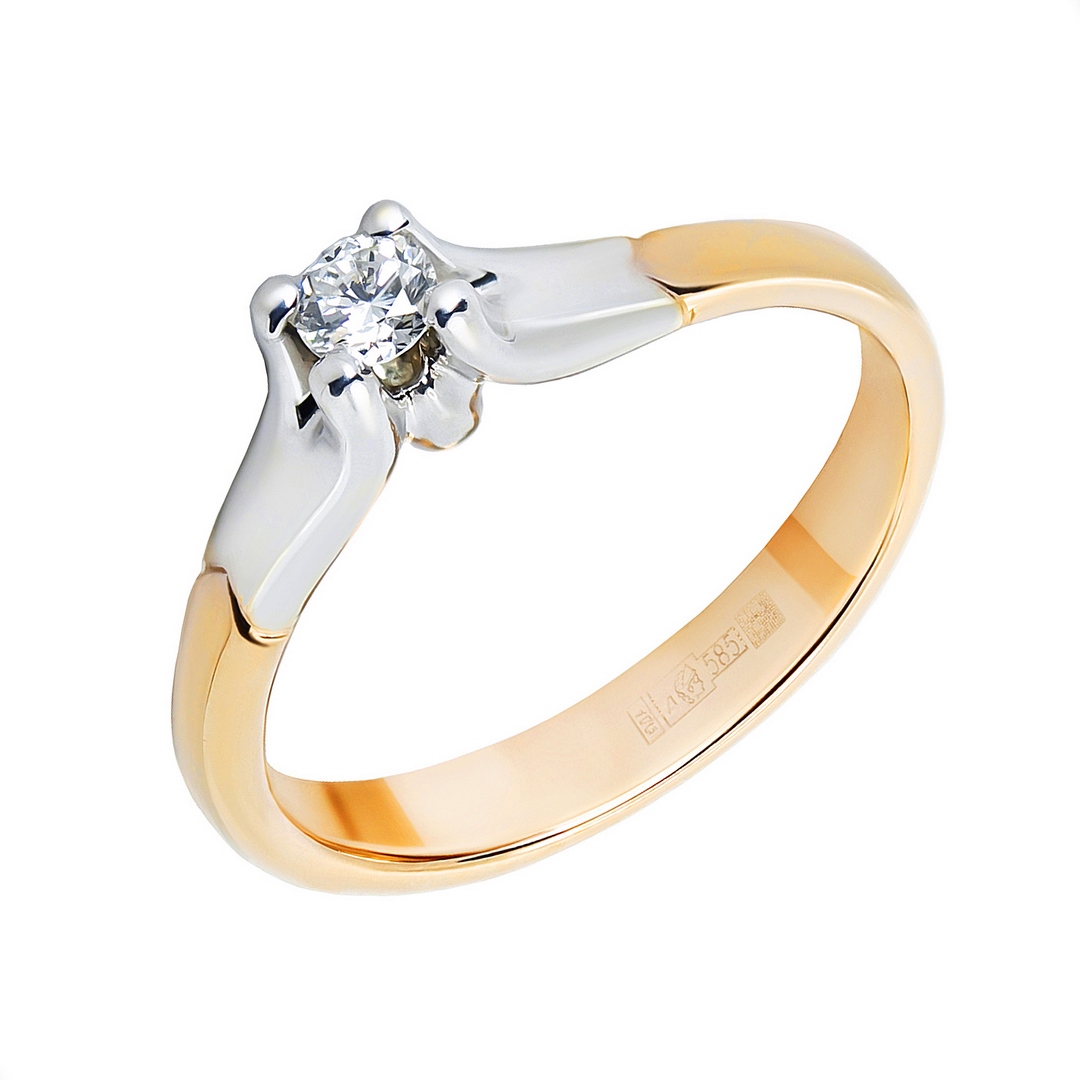 Кольцо из комбинированного золота с бриллиантом