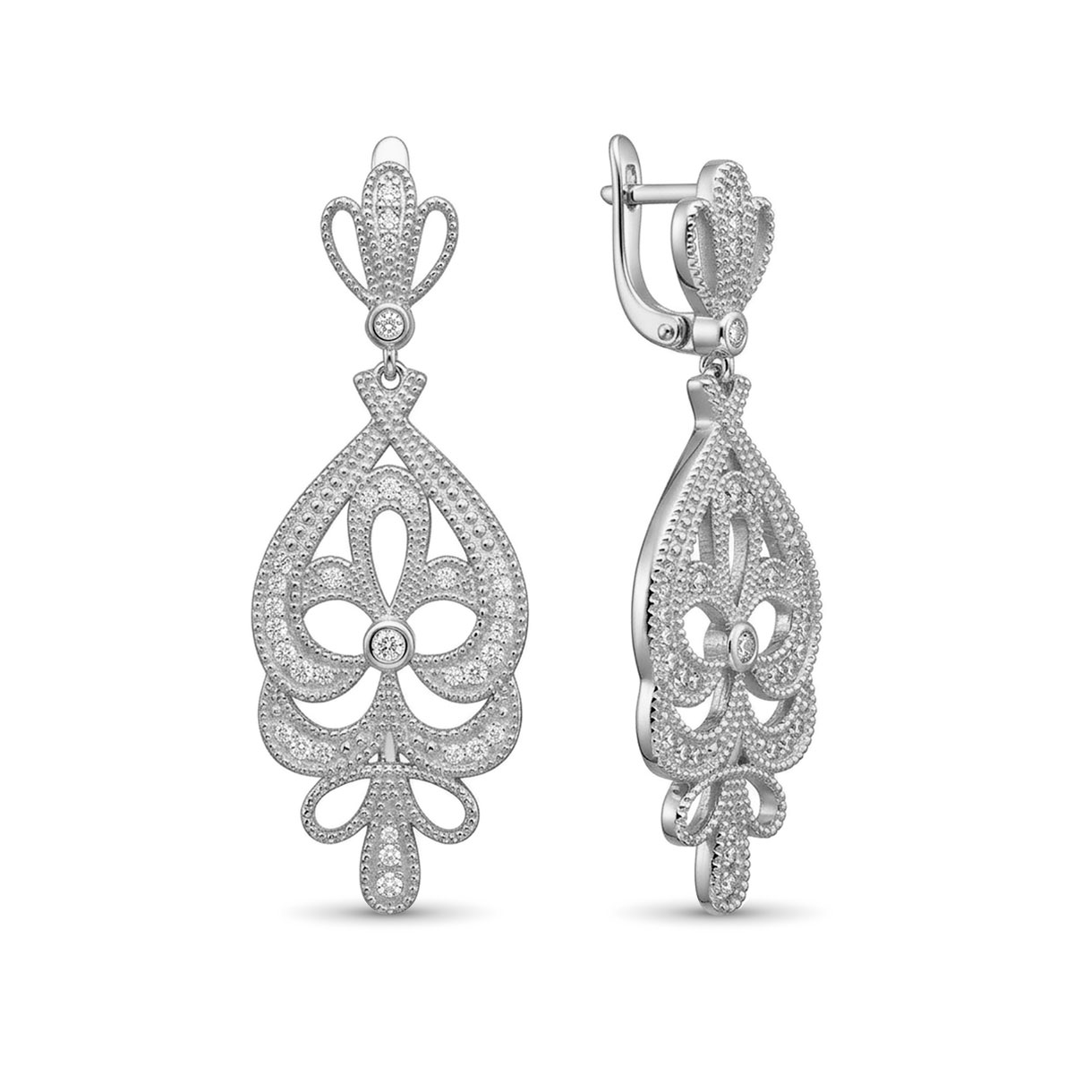 Серьги из родированного золота с бриллиантами