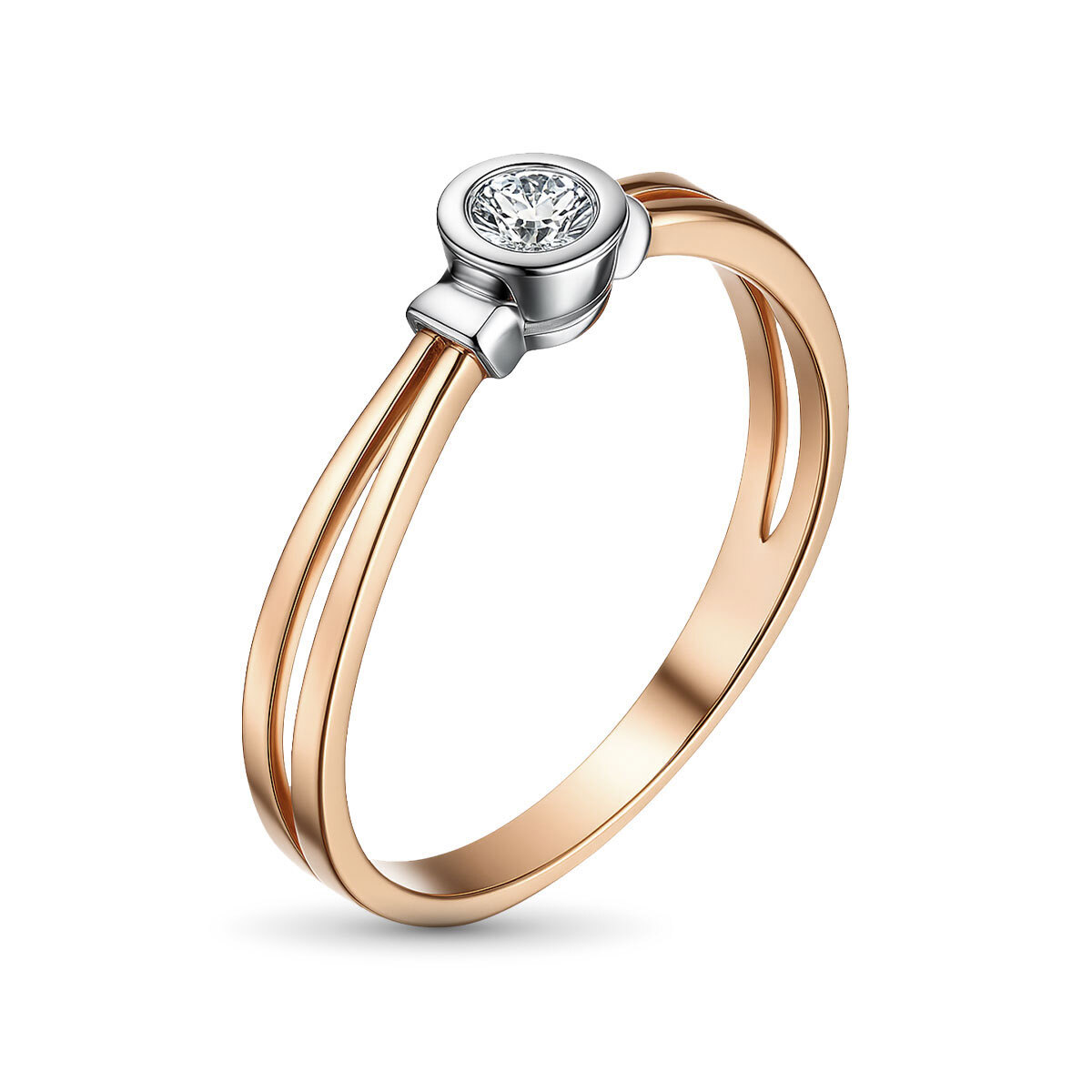 Кольцо из комбинированного золота с бриллиантом