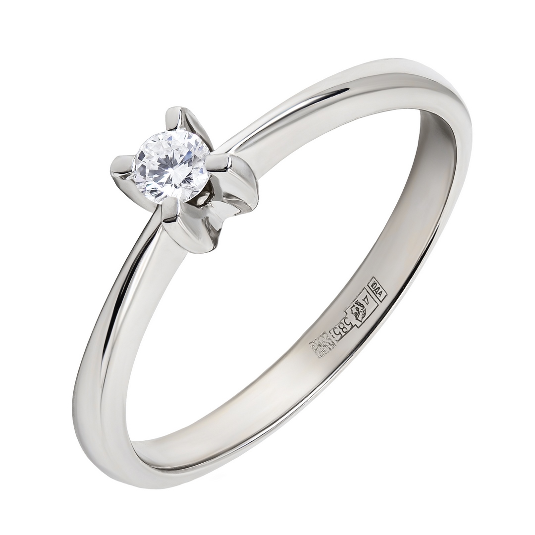 Кольцо из белого золота с бриллиантом