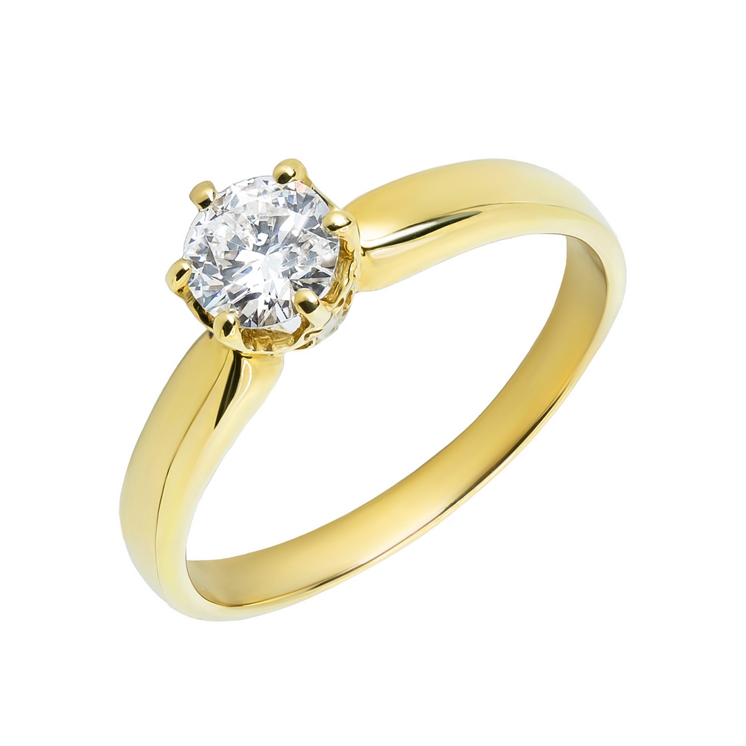 Кольцо из желтого золота с бриллиантом