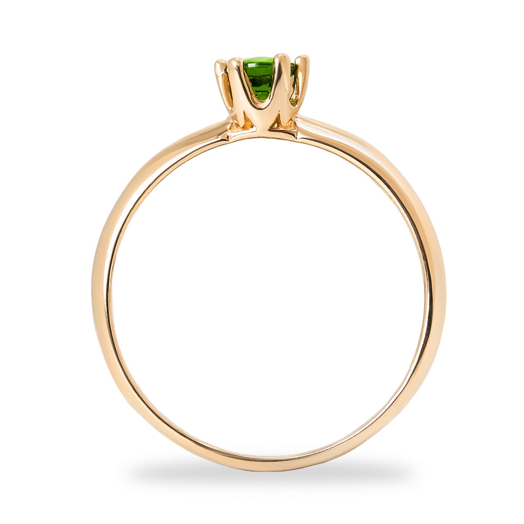 Кольцо из красного золота с хромдиопсидом