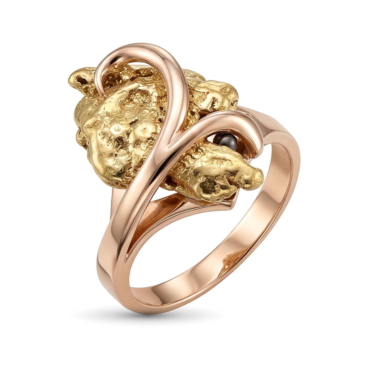 Кольцо из красного золото с самородком