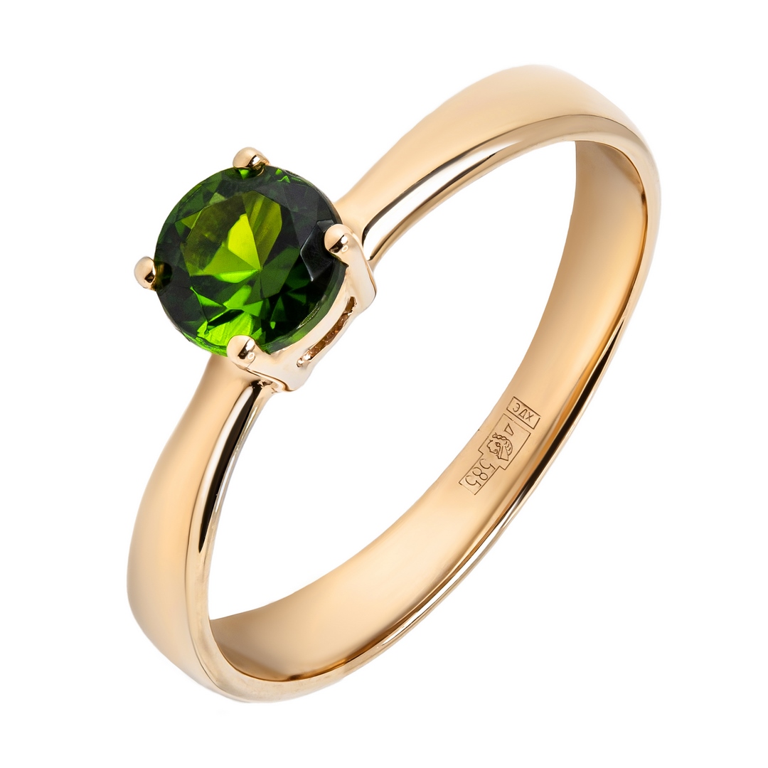 Кольцо из красного золота с хромдиопсидом