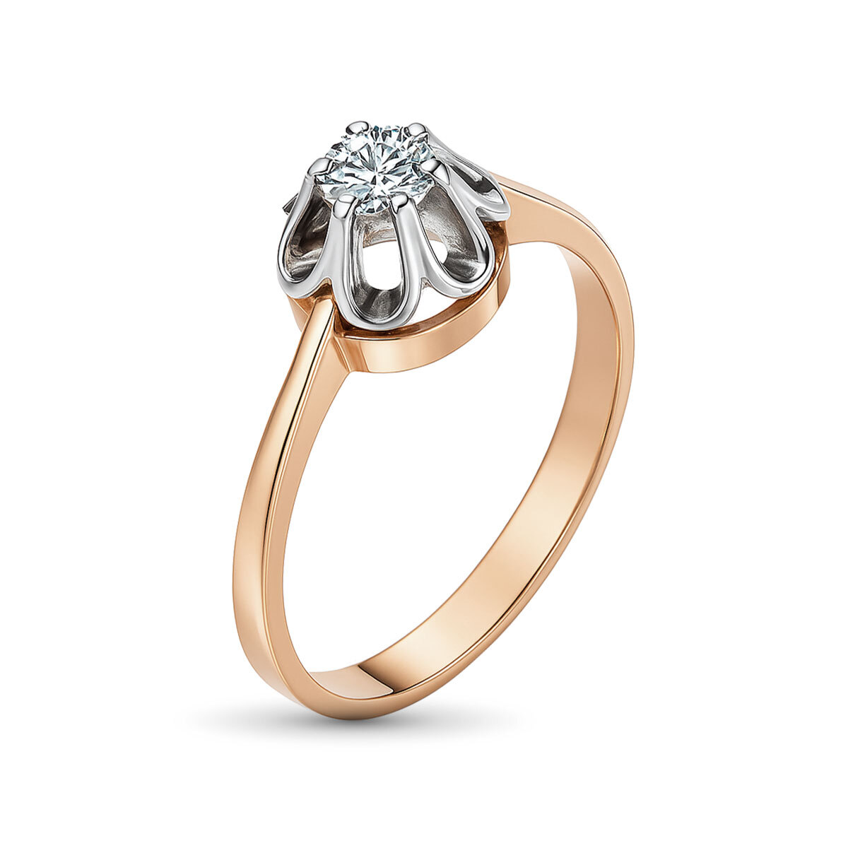 Кольцо из комбинированного золота с бриллиантом