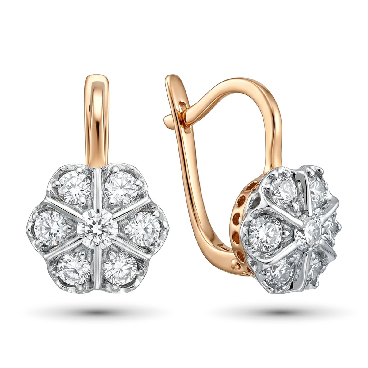 Серьги из комбинированного золота с бриллиантами