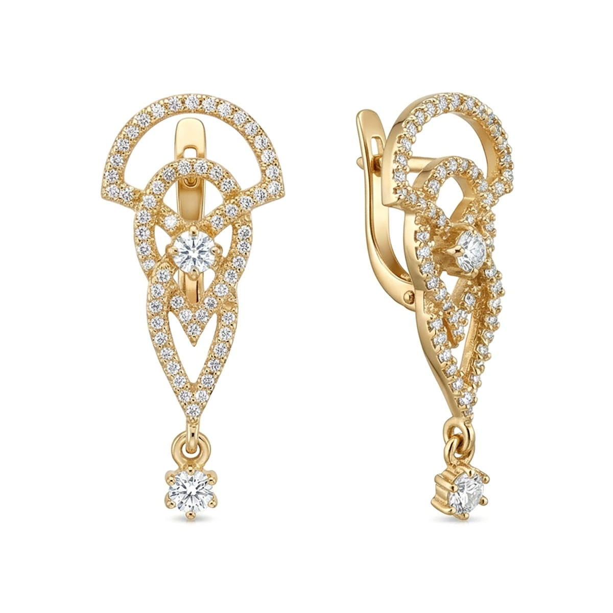 Серьги из желтого золота с бриллиантами