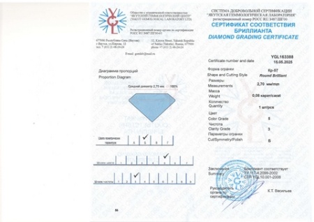 Бриллиант круглый 0,080 карат