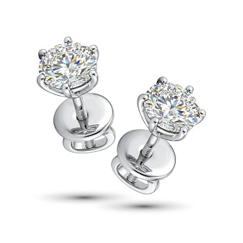 Серьги из родированного золота с бриллиантами