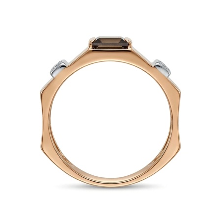 Кольцо из комбинированного золота с раухтопаз и бриллиантами