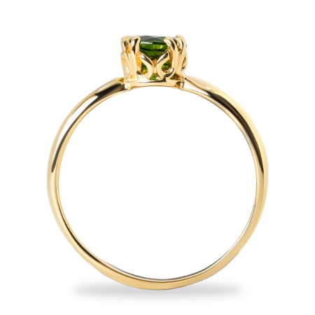 Кольцо из желтого золота с хромдиопсидом