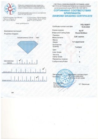 Бриллиант круглый 0,100 карат