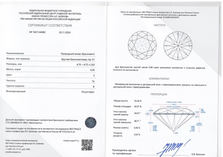 Бриллиант круглый 0,360 карат