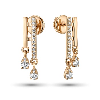 Серьги из красного золота с бриллиантами