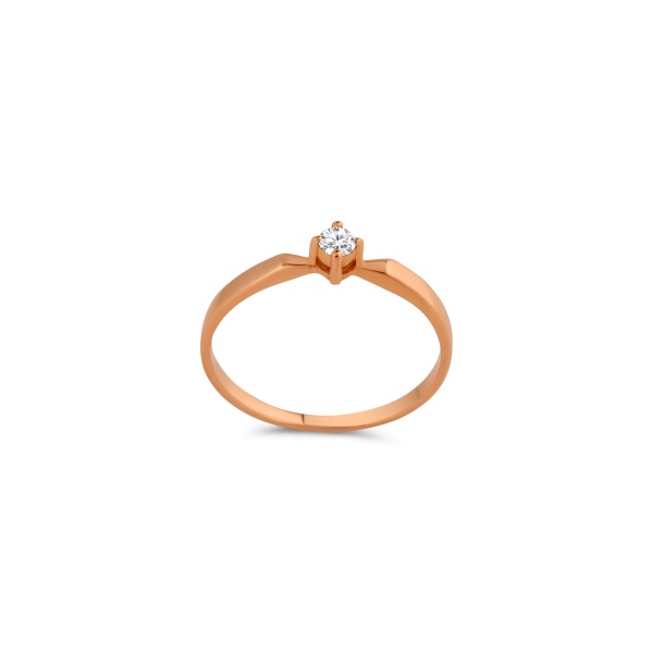 Кольцо из красного золота с бриллиантом