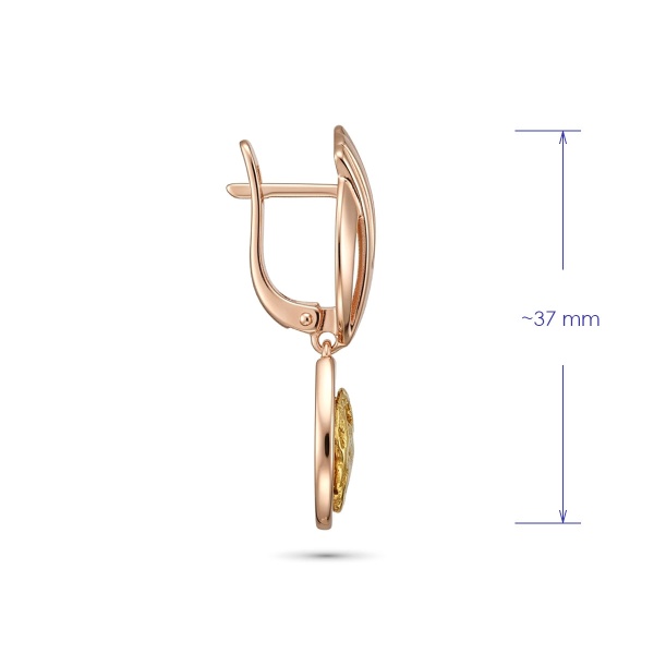 Серьги из красного золото с самородком