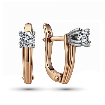 Серьги из комбинированного золота с бриллиантами