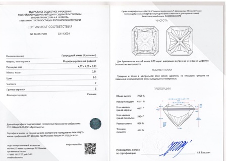 Бриллиант радиант 0,510 карат