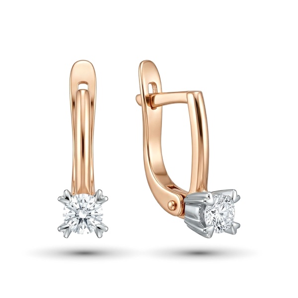 Серьги из комбинированного золота с бриллиантами