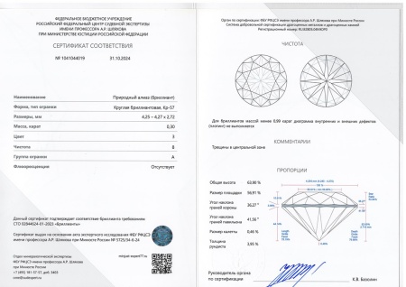 Бриллиант круглый 0,300 карат